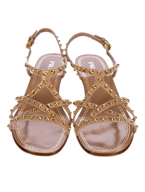 prada woven leather sandals|prada studded pony skin sandals.